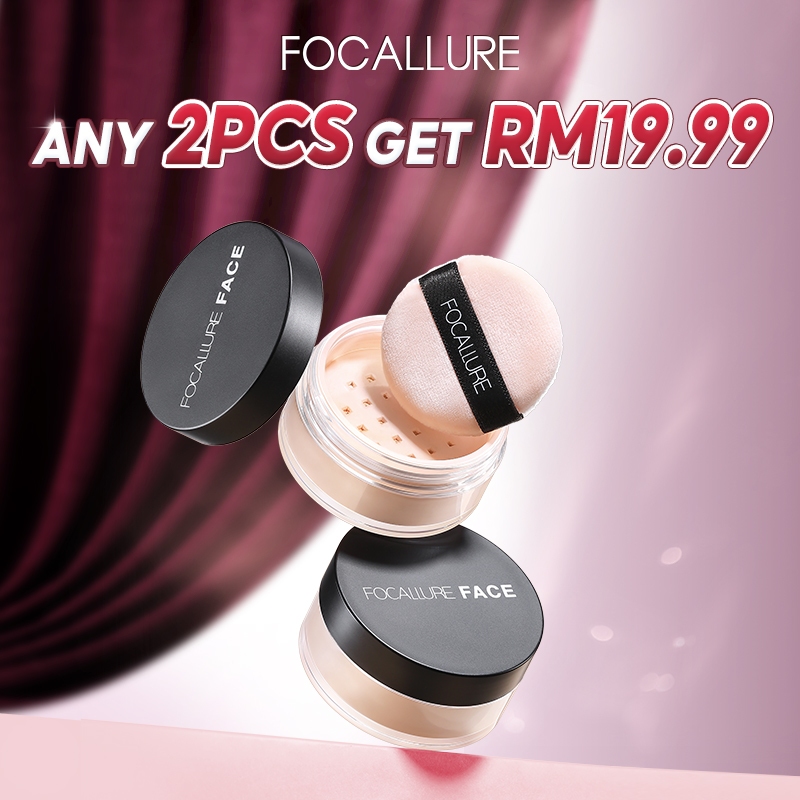 FOCALLURE Matte Oil Control Loose Setting Powder Weightless Soft-velvet Blurring With Cosmetic Puff Beauty Makeup 7g