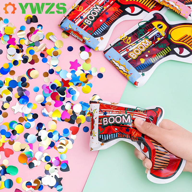 Wedding Inflatable Handheld Atmosphere Confetti Firework Gun Launcher Set For Valentines Birthday New Year Christmas Children Graduation Party Decoration Accessories Toy Supplies