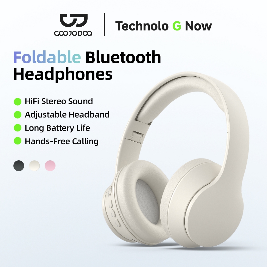 GOOJODOQ Foldable Headphones HiFi Stereo Sound Bluetooth Long Battery Life Multi-mode Playback