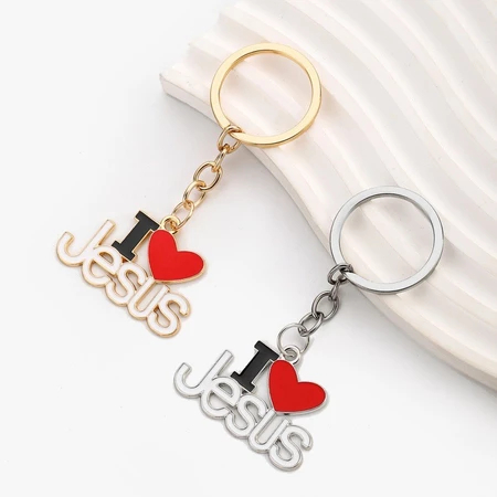 Alloy Keychain I Love JESUS key ring Cute Bag Pendant Couple Key Chain Small Gifts For Friends