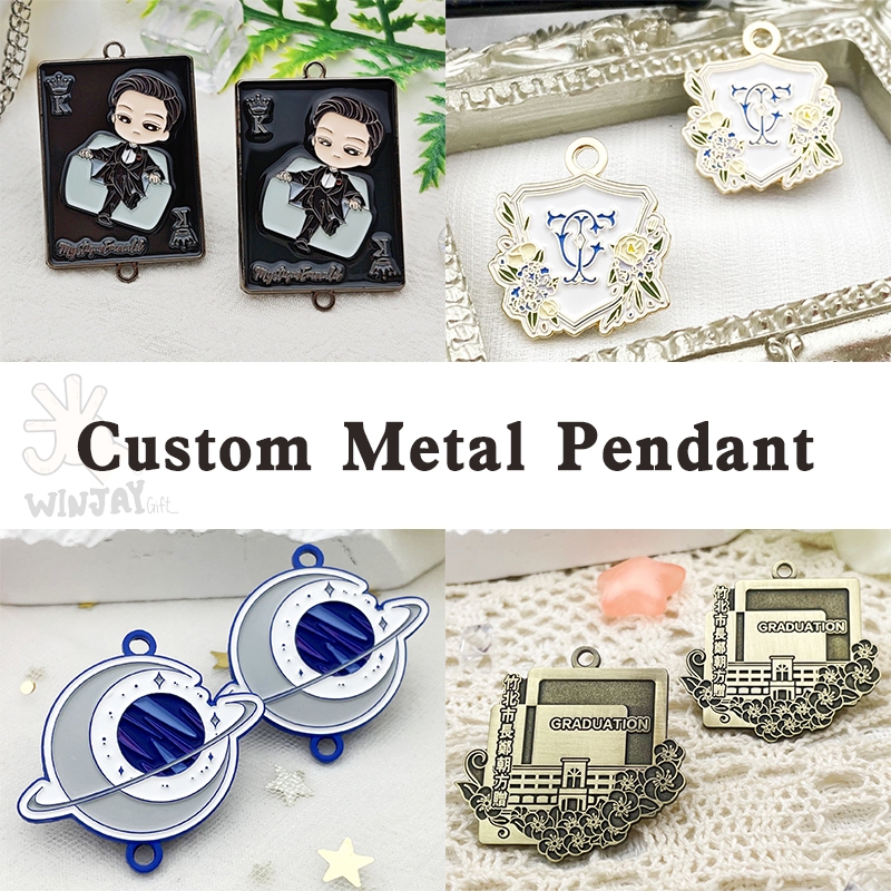[Minimum 10pcs] Custom metal Pendant Necklace Soft enamel process Design Stamping 3D Hard enamel