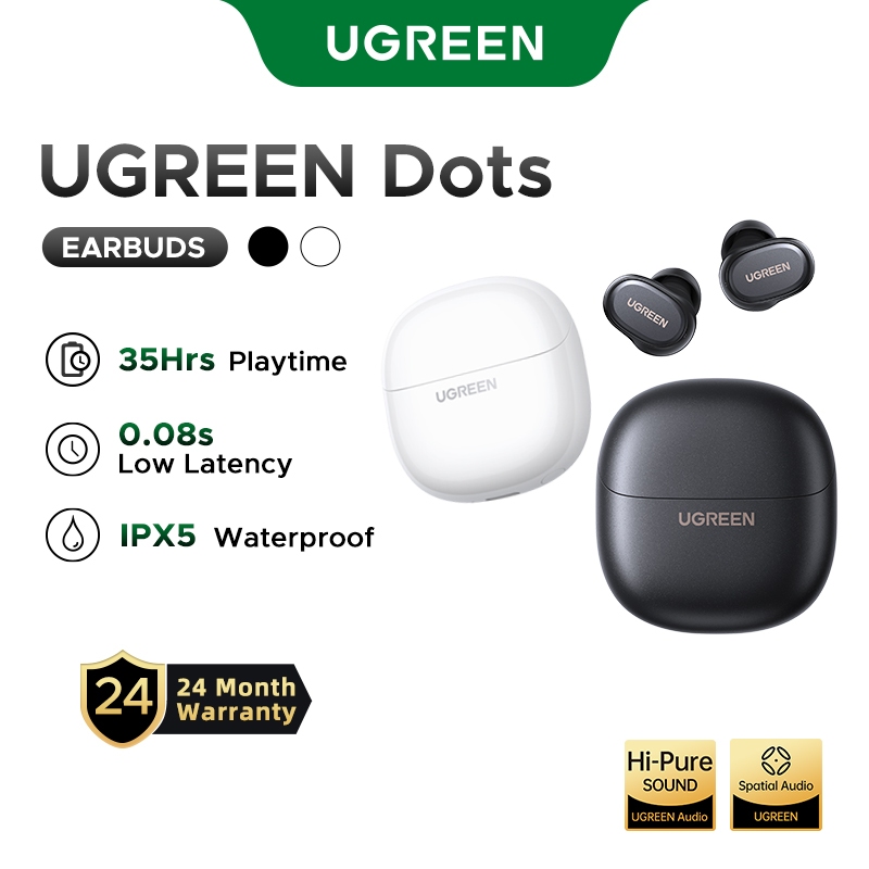 UGREEN Dots Wireless Earbuds Bluetooth 6.0 TWS Earphones 4-Mic Support AAC/SBC Audio Codecs Hi-Pure Sound Spatial Audio Low Latency App Control
