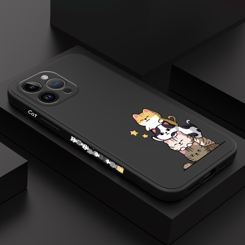 Stacked Cats Phone Case For iPhone 17 Air 16 Plus 16E Pro Max 4G 5G Fashion Cover