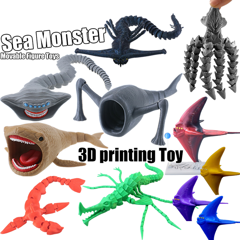 3D printing Toy Sea Monster Action Figure Ghost Leviathan Sea Eater El Gran Maja The Bloop Model Cuero Sea Eater Articulation Toys for Kid Gift