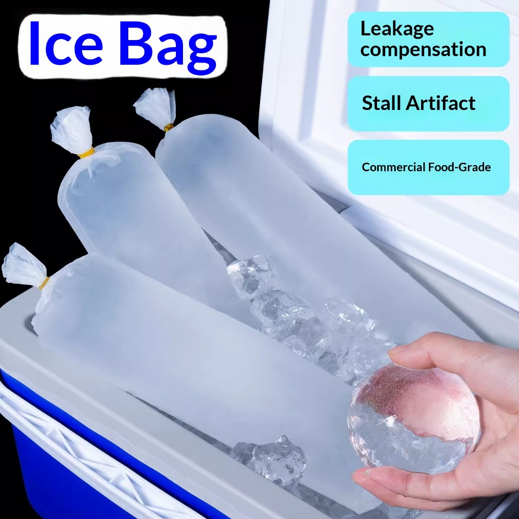 100pcs Beg Plastik Ais Pakai Buang Gred Makanan, Beg Pembungkusan Tebal Untuk Ais Serut, Kiub Ais, Minuman Sejuk, Kedai Minuman, Gerai, Kafe, Restoran, Katering, Penghantaran & Kegunaan Harian