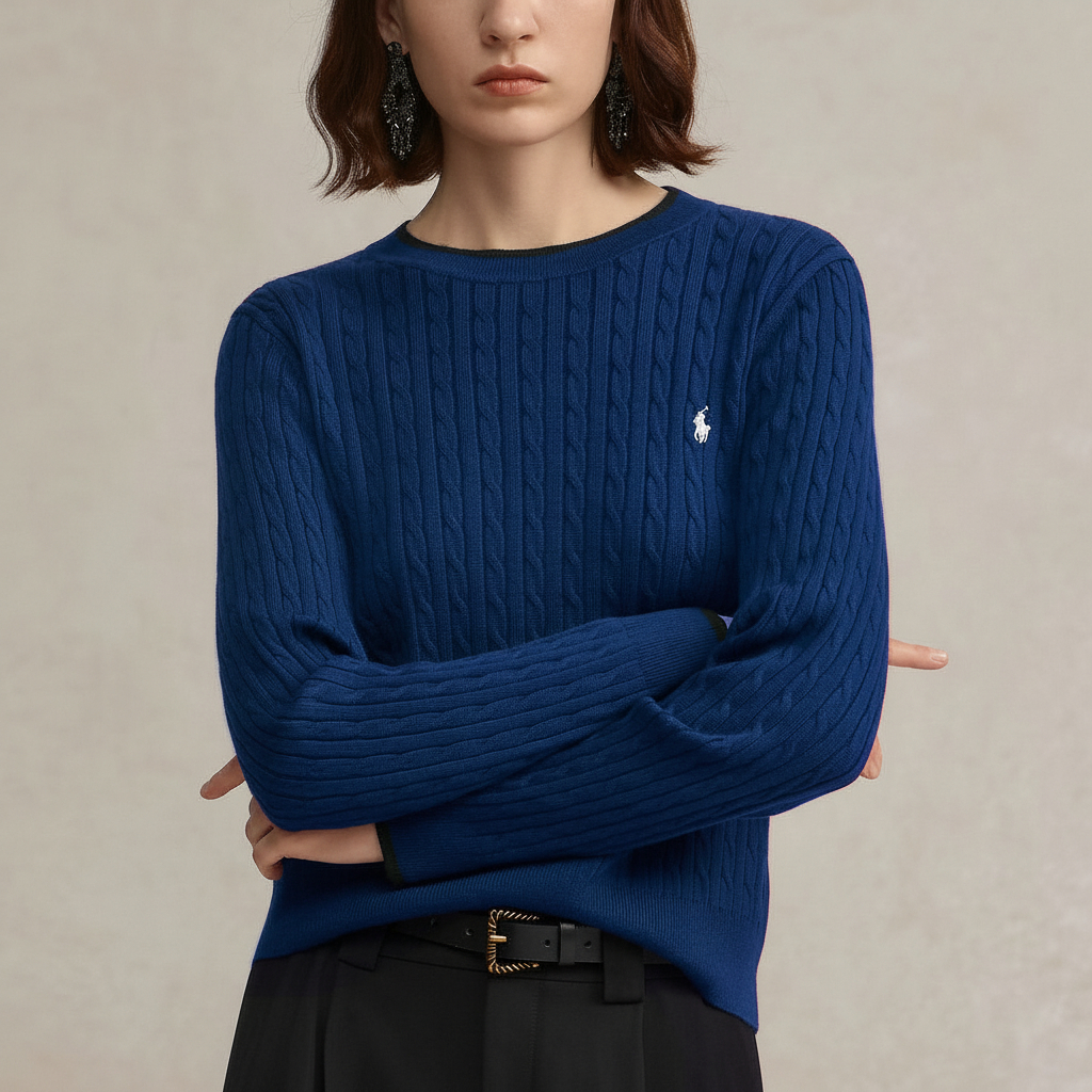 Women’s Pony Logo Loose Knit Sweater Long Sleeve Top Short Sleeve Knitwear