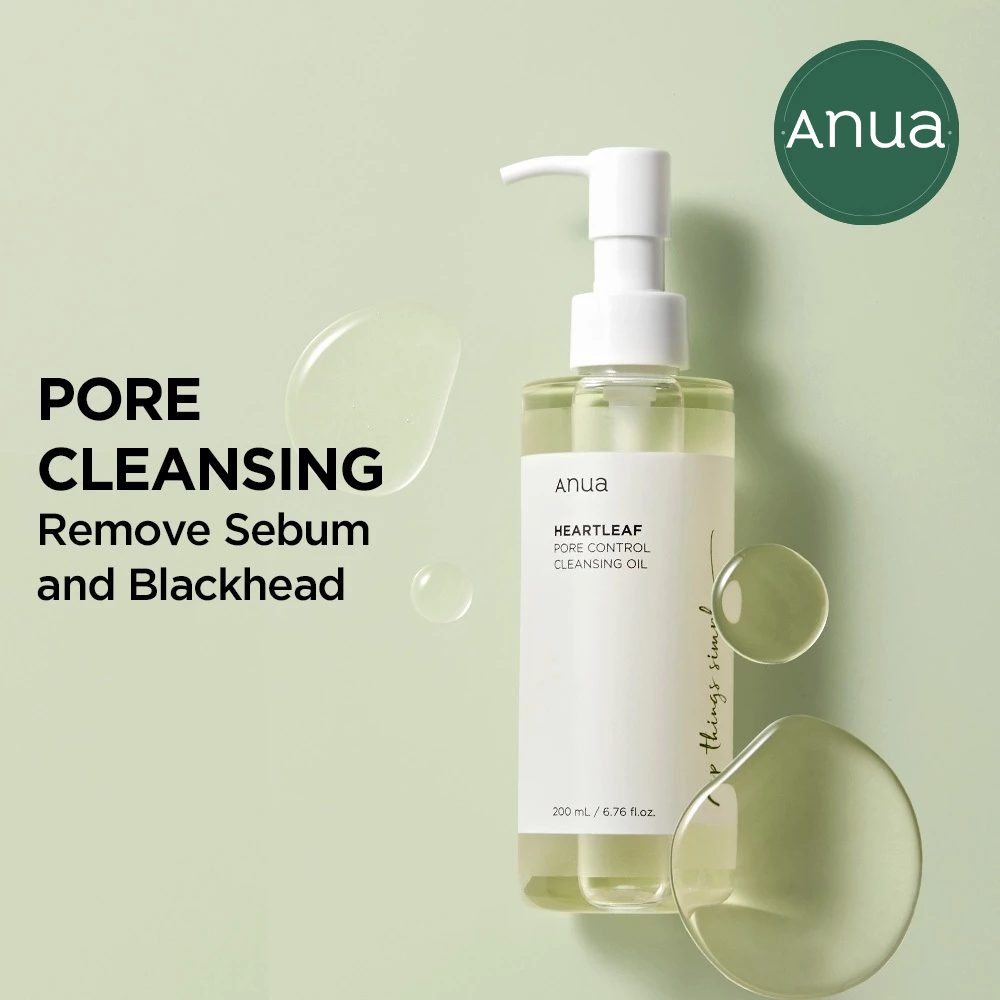 ANUA Heartleaf Pore Control Cleansing Oil (200ml), Facial Cleanser, Daily Makeup, Blackheads Removal
