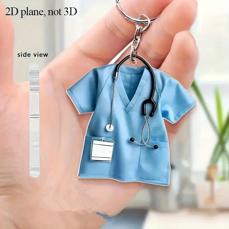 2D Flat Personalized Nurse Apparel Keychain - Hospital ID Card Holder, Stethoscope Shape Sturdy Chain Design, Nursing Graduation Gift, Women's Day Gift, Nurse Week Gift, Perfect fo