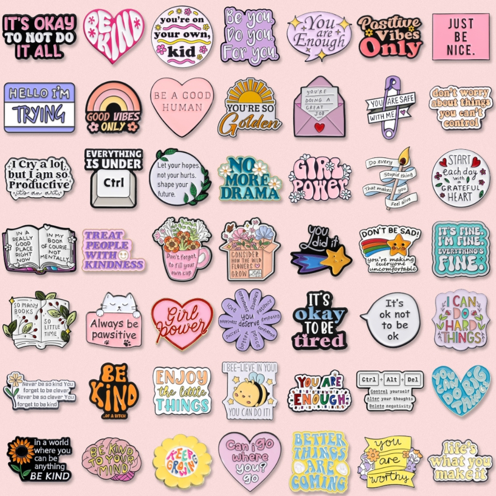 Positive Energy Inspirational Badges Conveying Self-Acceptance and Positive Attitude Towards Life with Fun Designs Brooch Gift