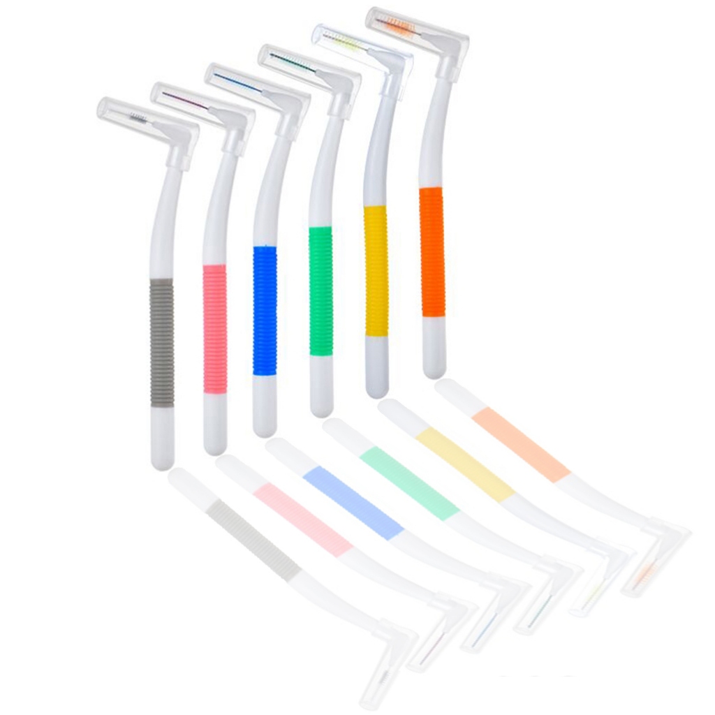 L-Shaped Interdental Brushes Braces Toothbrush Long Handle,Dental Floss Brush Angled Interdental Toothpick（6 Sizes ）
