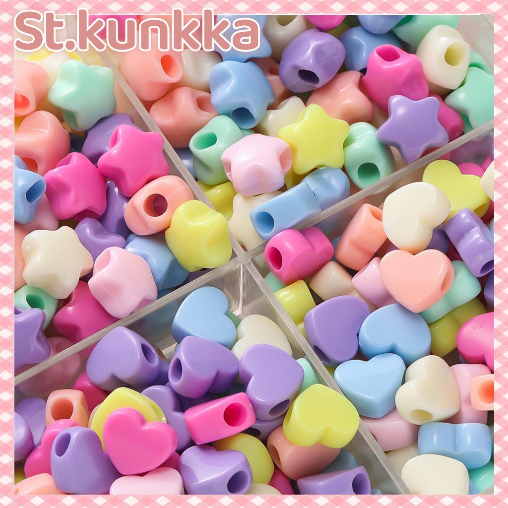 St.kunkka 30Pcs 14mm Star Beads Heart Beads Mixed Color Acrylic Charm Beads for DIY Bracelet Necklace Pendant Accessories