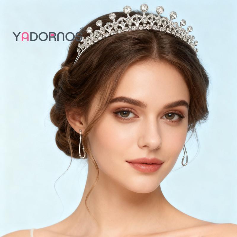 YADORNOS Diamond Imitation Crown Bridal Headpiece Crystal Tiara Bando Bridal Wedding Party Hair Accessories Jewelry Ornament Head Decoration