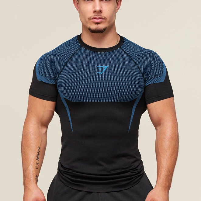 Men's Stretch Muscle Fitness T-shirt Suitable for Outdoor Sports Jogging Gym 50kg-110kg Available