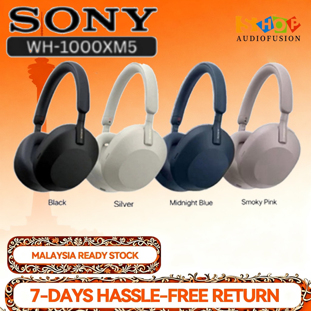 Sony WH-1000XM5 Over-Ear Wireless Headphones Active Noise Cancelling 30H LDAC Hi-Res BT5.3 Malaysia Warranty Ready Stock