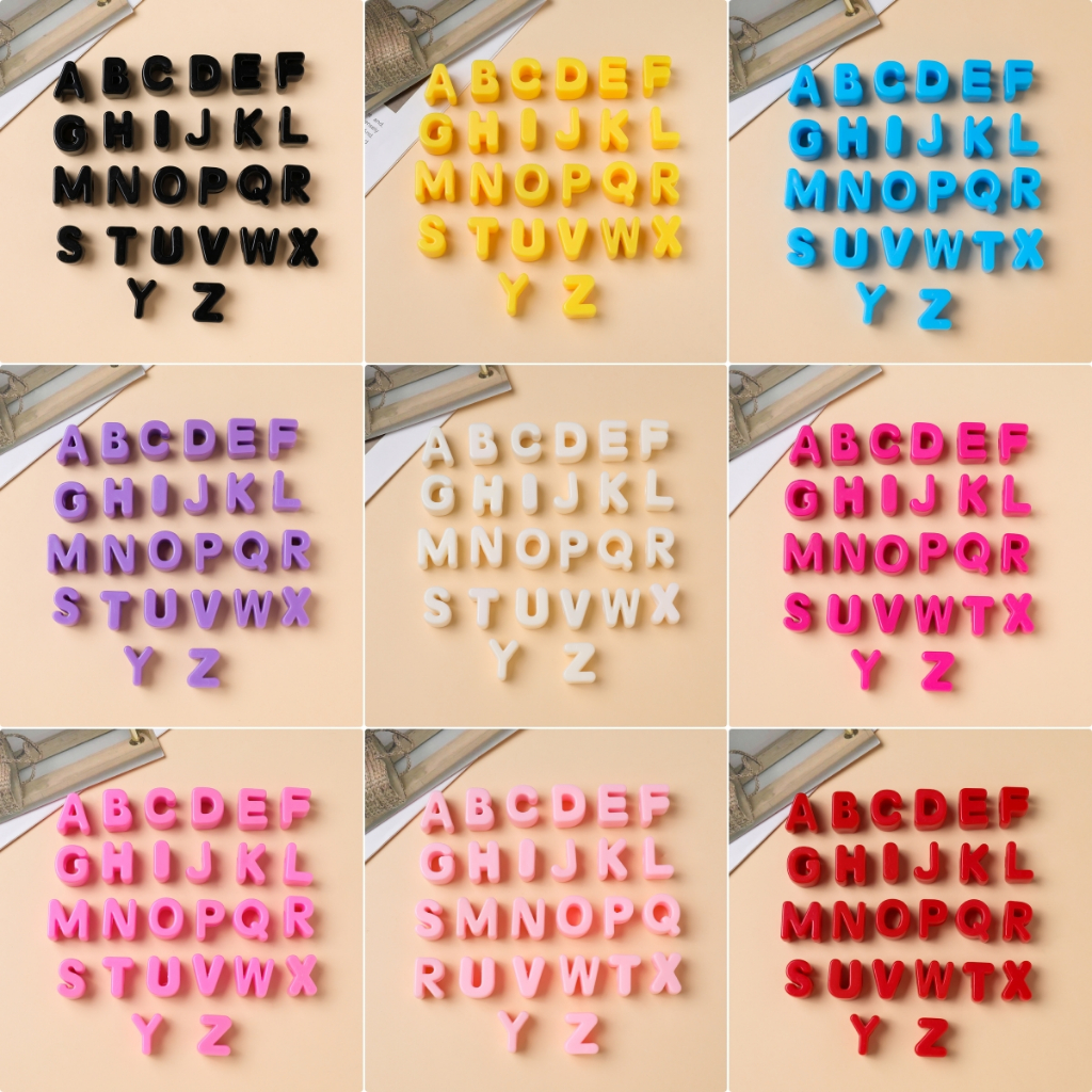 St.kunkka 10Pcs Acrylic Large Hole Letter Beads Monochrome Straight Hole for DIY Jewelry Accessories Production