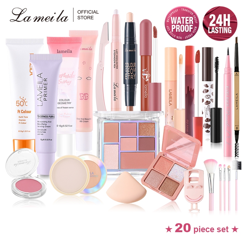 Lameila Cosmetics Beauty Set 20 Pieces Long-Lasting Waterproof Sweatproof