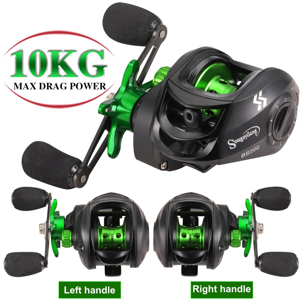 Sougayilang Baitcasting Fishing Reel 7.2:1 Gear Ratio High Strength With Metal Handle (Max Drag 10kg)