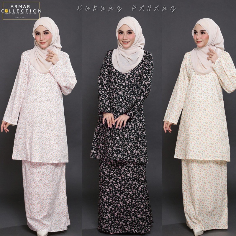 【READY STOCK】 Baju Kurung Modern Flower Set Kecil Raya Muslimah Floral Clothing Set Ironless