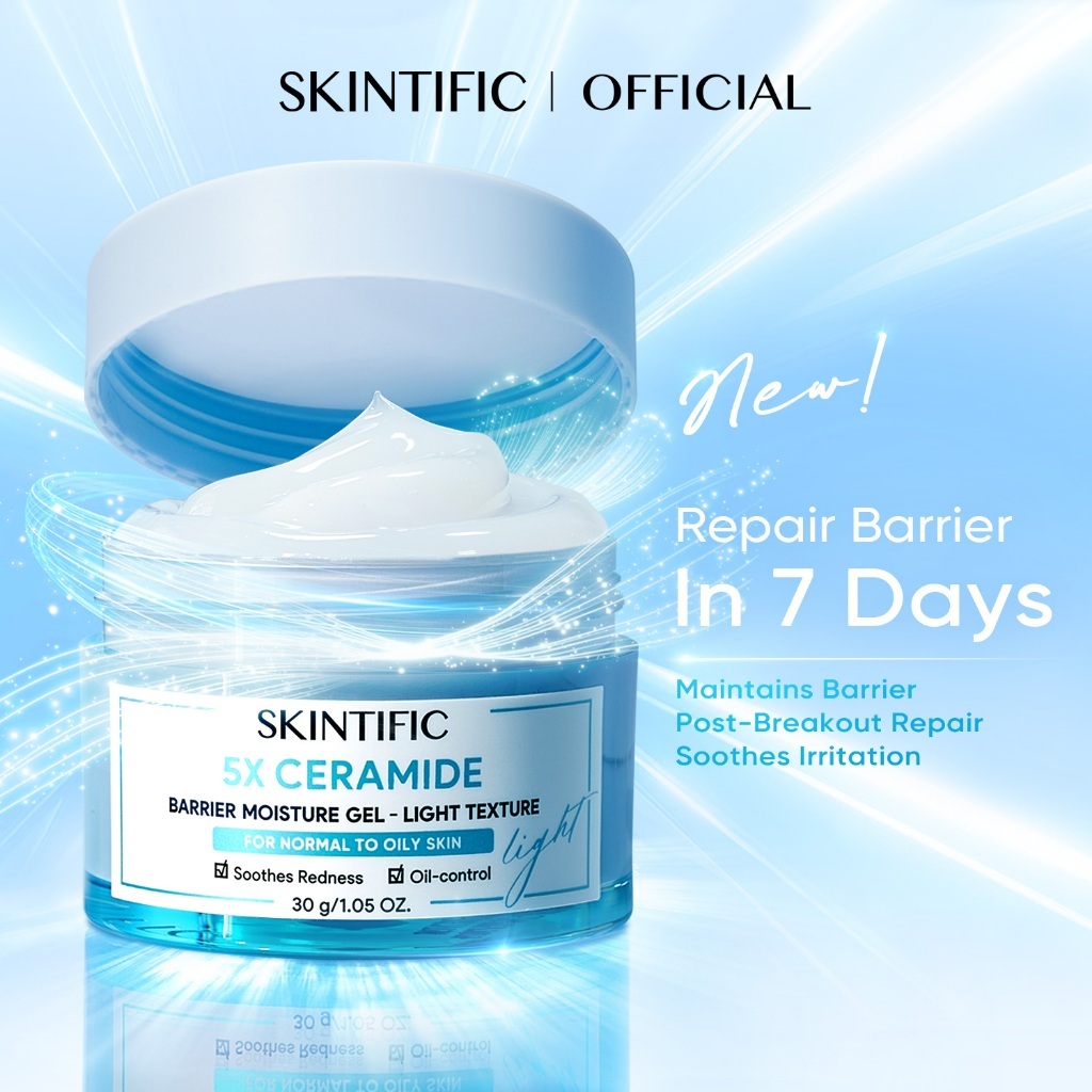 SKINTIFIC 5X Ceramide Moisture Gel Light Texture 30g | 5X Ceramide Complex + Panthenol | Fast-Absorbing Oil-Free Gel | Strengthen & Balance Skin