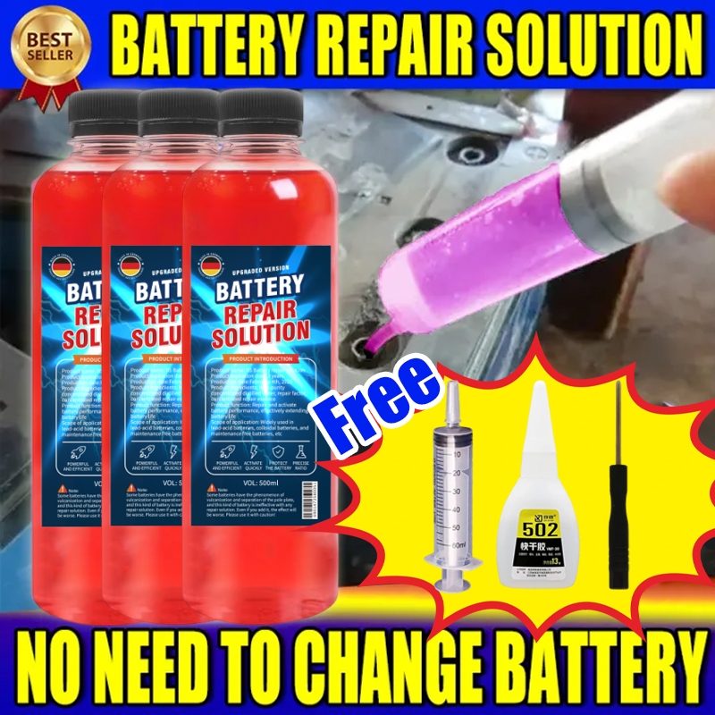 Battery returns to youth?Air Bateri Kereta battery repair fluid serbuk bateri kereta Battery repair fluid Comes with a full set of tools Car battery water battery acid water 电池修复液 Acid Battery Repair