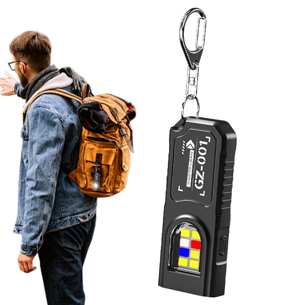 Keychain Flashlight - 500LM Mini Torch with Carabiner Clip | Rechargeable USB-C Pocket Light for Camping/Survival/Emergency