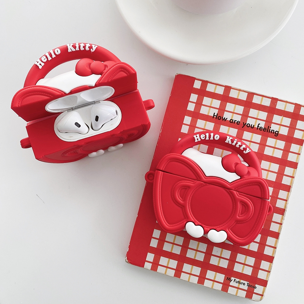 Cartoon KT Cat Handbag For AirPods 1/2/3/4 Generation Earphone Cover AirPods Pro 2/3 Generation Bluetooth Earphone Protective Case Soft Silicone Anti Drop Cute Earphone Shell