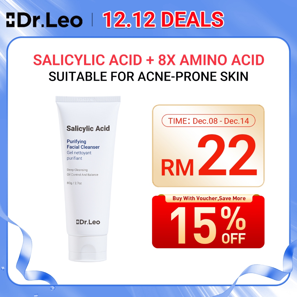 Dr.Leo Salicylic Acid Purifying Facial Cleanser Soothing Oil Control Cream Cleanser Gentle Cleansing Acne Prevention Facial Wash Skincare for All Skin Pencuci Muka Asid Salisilik Kawal Minyak