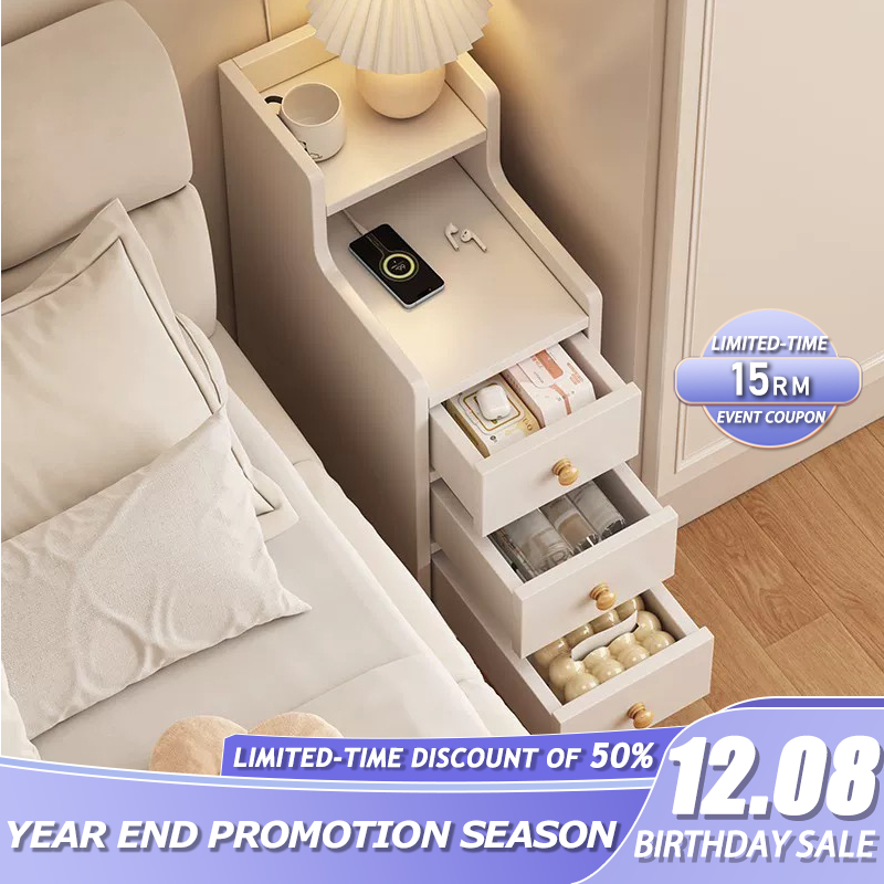 Bedside cabinet with drawer side cabinet bedroom storage cabinet narrow bedside cabinet meja tepi katil Bedside Shelf 床头柜