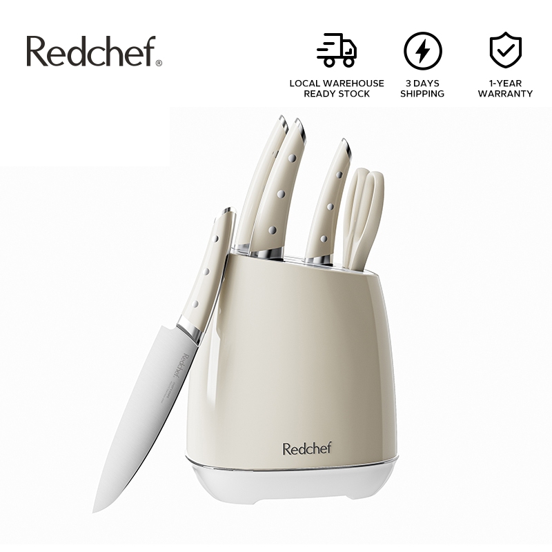 Redchef Stainless Steel Cream White Knife 6Pcs Set Kitchen Knife Chef Knife Set Multipurpose Knife