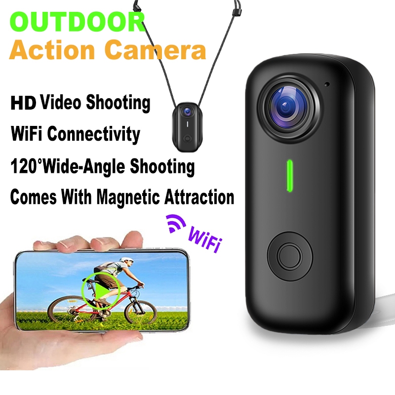 HD Thumb Action Camera, Mini Body Cameras, Wearable Pocket Vlogging Camera with Magnetic Lanyard, Small Portable Body Cam Helmet Cam