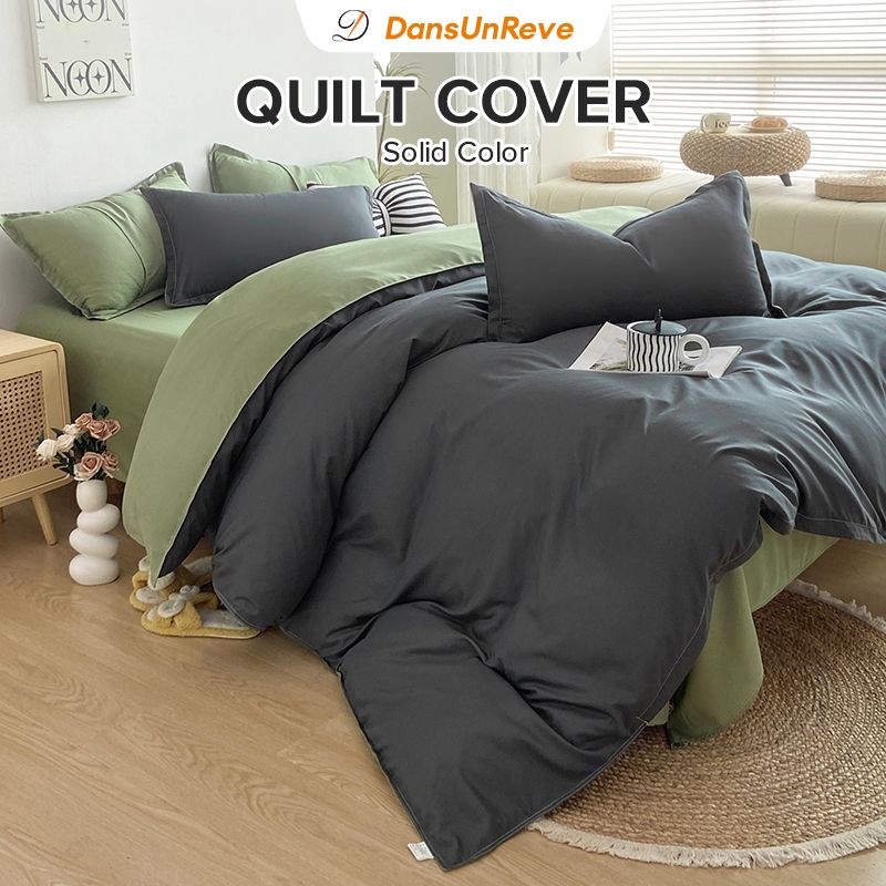 Sarung selimut hijau epal 纯色被套 1pc Plain Duvet Cover Black/Grey/White INS Style Single/Queen/King Quilt Cover Only Macaron Series Soft Comforter Cover