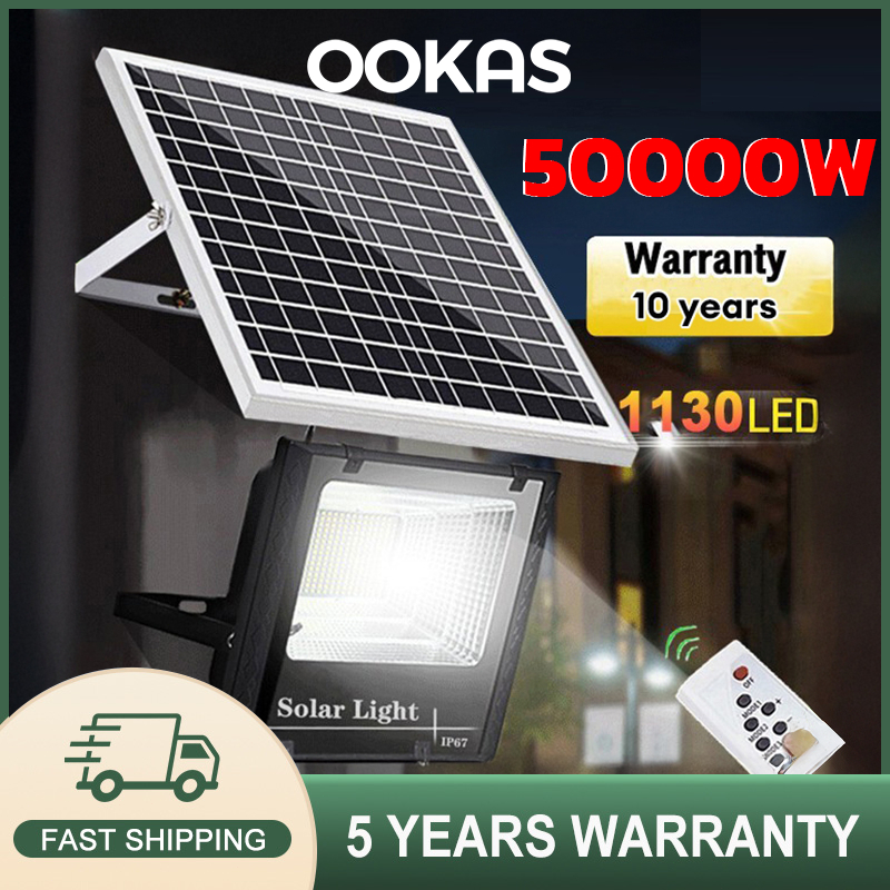 【READY STOCK】OOKAS Solar Light 50000W Outdoor LED Light Solar Flood Light IP67 Waterproof Street Lamp With Remote