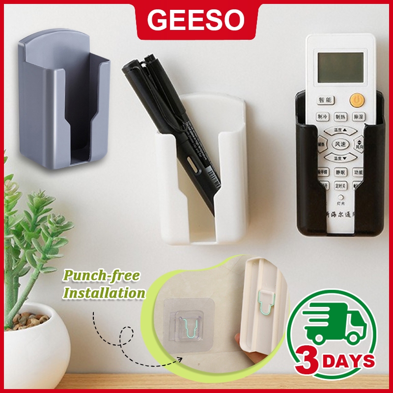 GEESO Universal Remote Controller Holder / Adhesive Wall Shelf Mount Stand / Mobile Phone Charger Storage Rack / TV Remote Control Storage Box / Air Conditioning Remote Case 遥控器收纳盒
