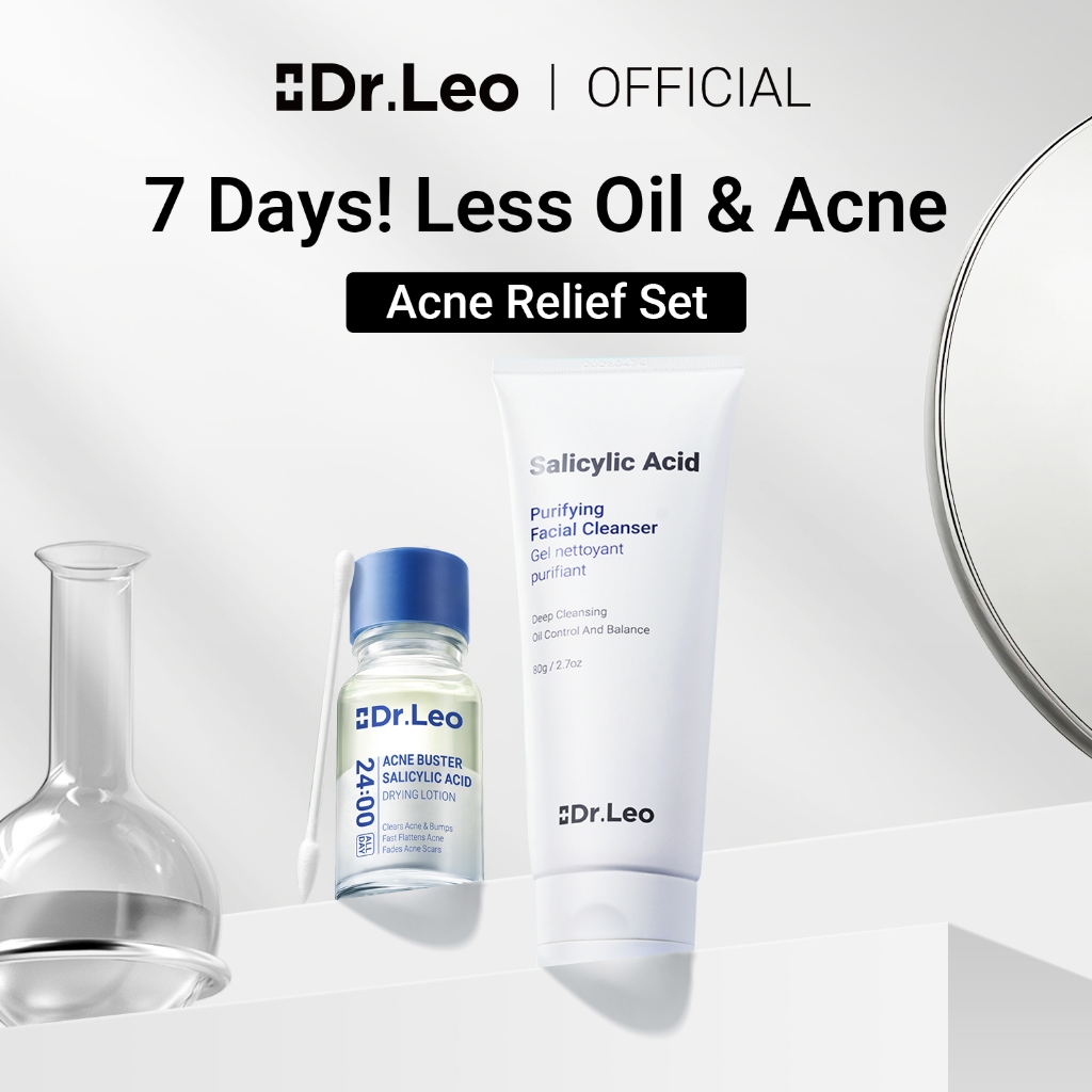 Dr.Leo Acne 2 Pcs Skincare Set Acne Serum+Acid Cleanser Lighten Acne Scars Acne Remove Deep Cleaning Set Penjagaan Kulit Mencerahkan Parut Jerawat Menghilangkan Jerawat Pembersihan Mendalam