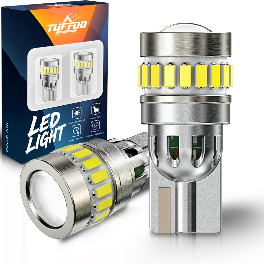 TUFFOO 2Pcs T10 W5W LED Light Bulb For Car Parking Light/Position Light/Dome Light/License Plate Light/Reading Light-White/Red/Amber Yellow/Ice Blue/Lime Green