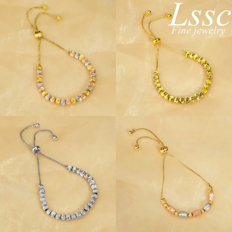 LSSC Titanium Elegant Bead Bracelet for Women Adjustable Pull Friendship Bangles Gelang Tangan Perempuan Aesthetic Anti Karat 手链