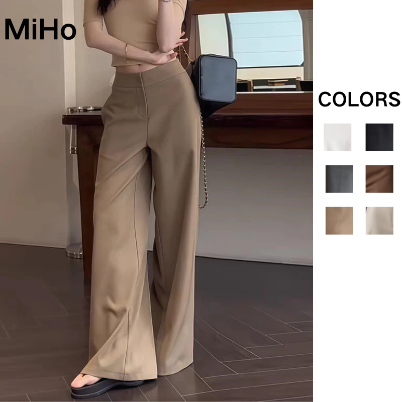 MiHo[Ready Stock In Malaysia]Women Pants Korean Fashion Suit Pants Loose Slimming Wide Leg Pants Seluar Slack Wanita
