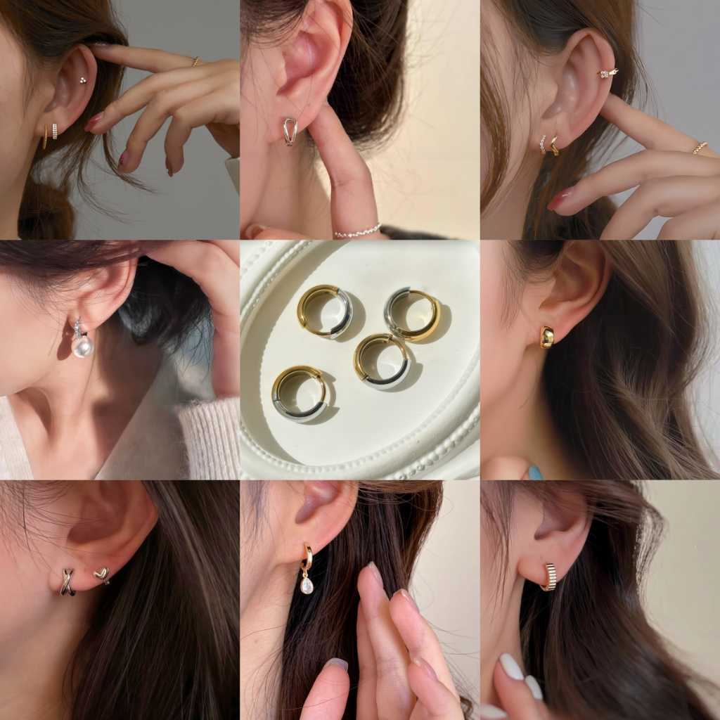 Love2Self EK1 Minimalist Hoop Earrings Zirconia Cartilage Pearl Earring Hypoallergenic Collection