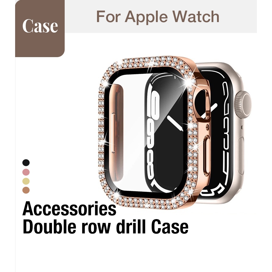 Ladies Diamond Watch Case Glass Sticker All-Inclusive Watch Case Shock-resistant Watch Case Protective Case Case for Apple Watch S11 SE3 S10 S9 S8 SE S7 S6 46mm 42mm 40mm 44mm 41mm 45mm Iwatch Case