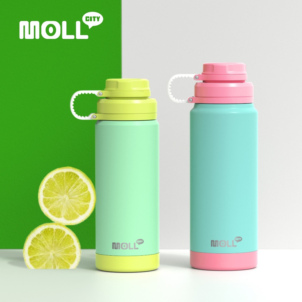 Mollcity 710ml Kids Tumbler with Tea Filter, Stainless Steel Wide Mouth Water Bottle, Kekal Panas