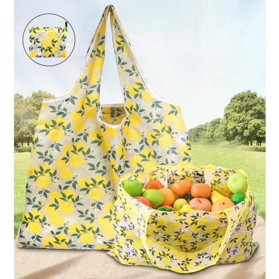Large Capacity Foldable Shopping Bag - Eco-Friendly Reusable Portable Printed Tote Bag | Lightweight Collapsible Grocery Bag for Daily Shopping Travel Storage | Fashionable Handhel