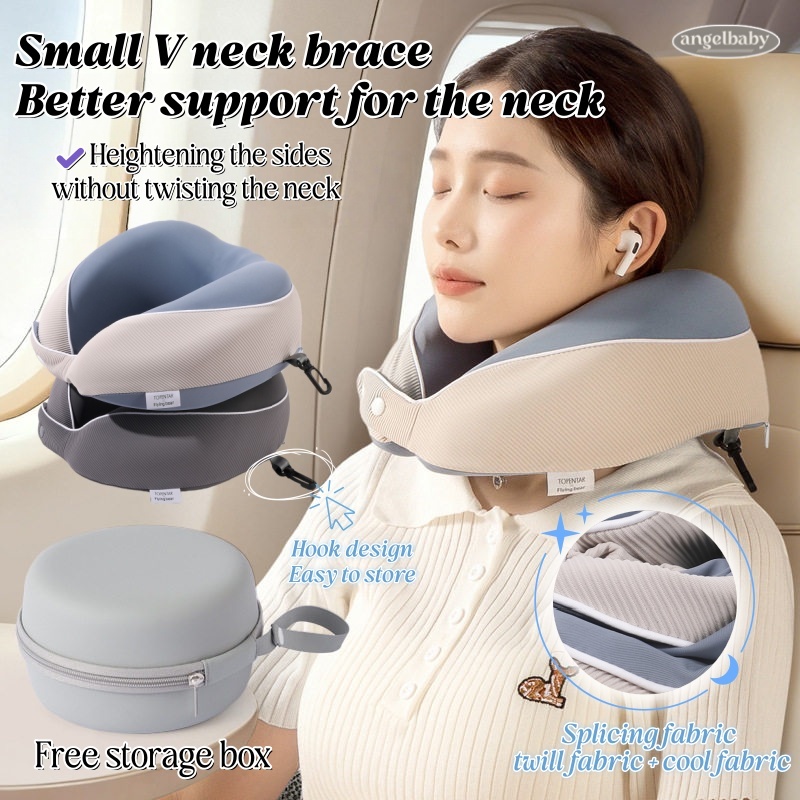 Portable U Shaped Neck Pillow with Snap Button Design - Memory Foam Travel Pillow for Cervical Support on Airplane, Office, Car, Bedding