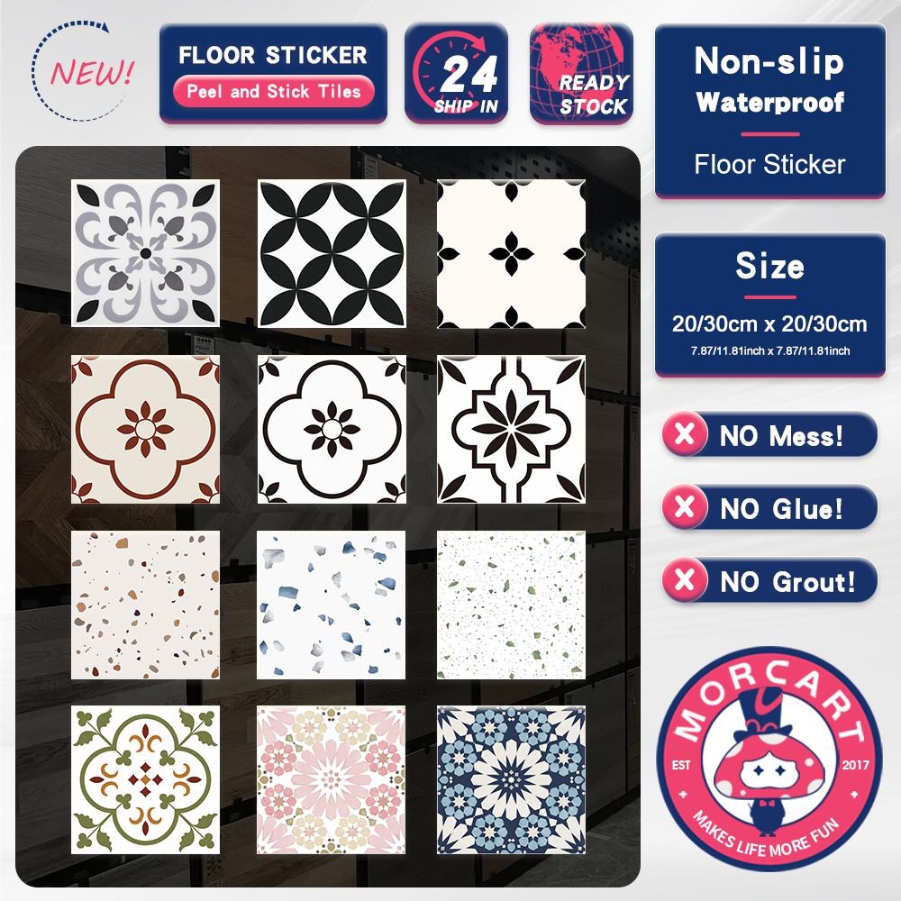 Floor tile stickers come with wear-resistant, waterproof and non-slip, suitable for kitchen, balcony, study, bathroom 20×20/30× 30cm/ sheet