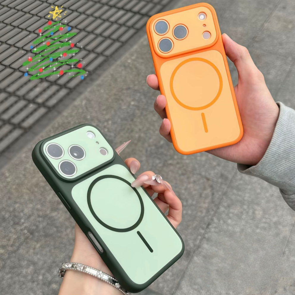 【Large window/Matte acrylic hard case/Green】compatible for iPhone 11 12 13 14 15 16 17 pro max case