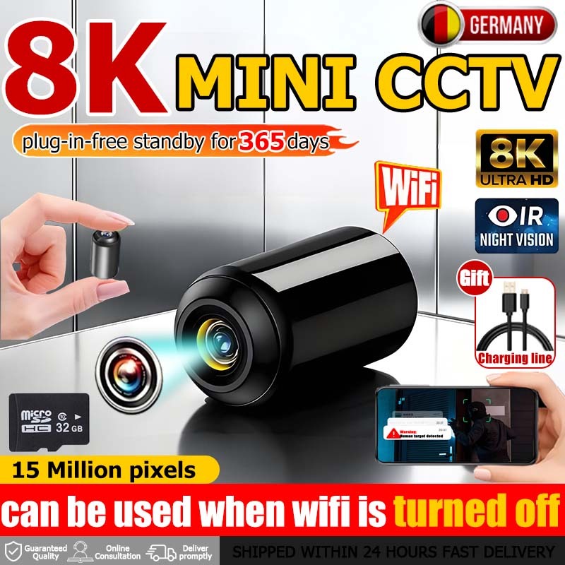 【new upgrade】8k hd portable mini camera cctv wifi camera cctv wired camera mini cctv surveillance night vision camera security camera 摄像头