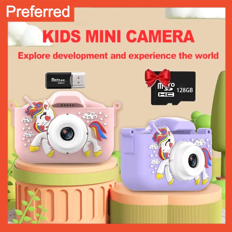 Kids Mini Camera, 1080P Kids Digital Camera with 32GB TF Card, Unicorn Camera Bag/HD Video/5 Educational Games/8x Zoom Baby Camera for Girls and Boys, Kids Digital Camera, Birthday
