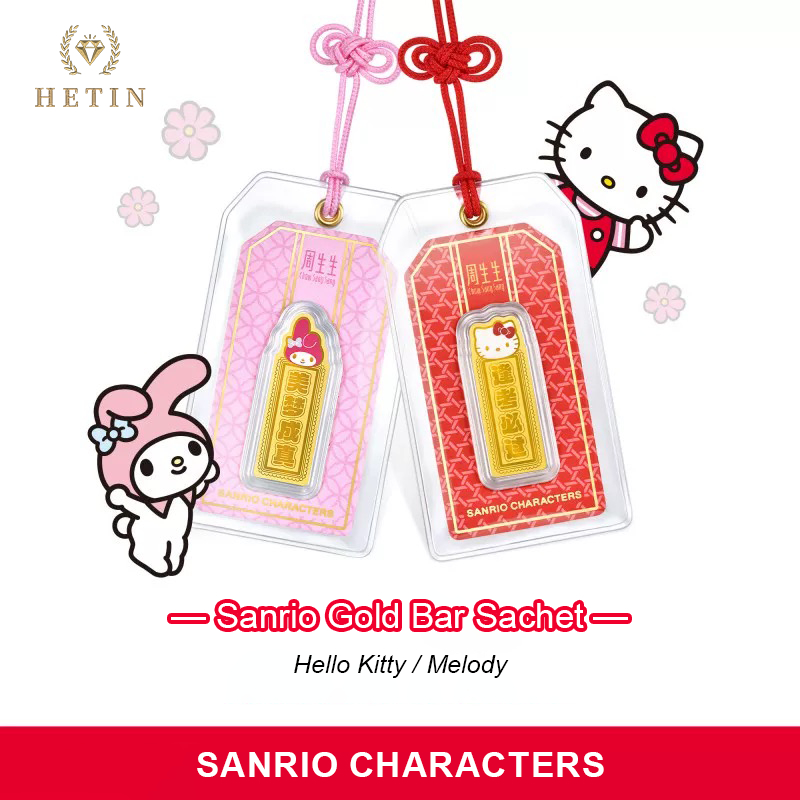 【HETIN】999/24K Pure Gold Emas Hello Kitty 0.1g Gold Bar 999 Solid Gold&hellip;