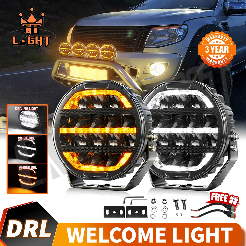 OSRAM 12V/24V 7”/9" INCH ROUND SPOTLIGHT SPOTLAMP + LED ANGEL EYE DRL SIDELIGHT