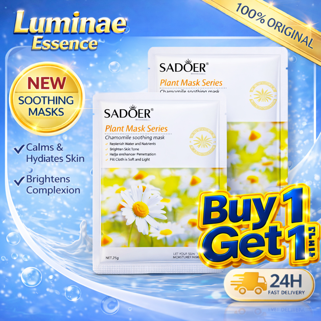 【Buy 1 Get 1】SADOER Hydrating & Brightening Face Mask | Infused with Natural Plant & Fruit Extracts for Deep Moisture & Glowing Skin