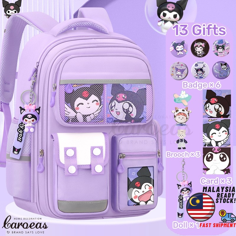 Kuromi Girl Schoolbag Beg Sekolah Cute Girl Backpack Lightweight Spine Protection Schoolbag